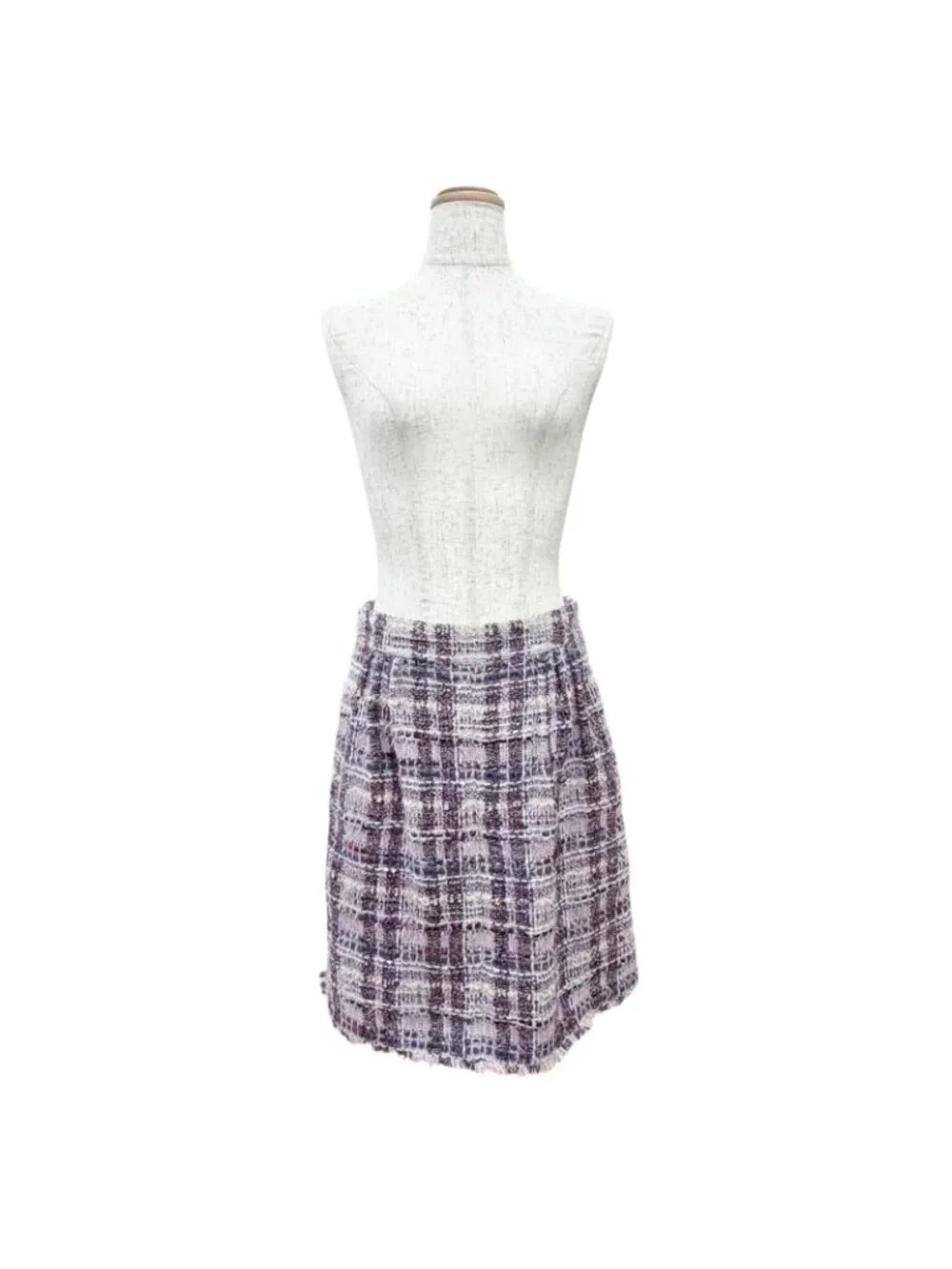 Chanel Coco Button Lame Thread Sequins Mohair Blend Tweed Skirt Purple 36